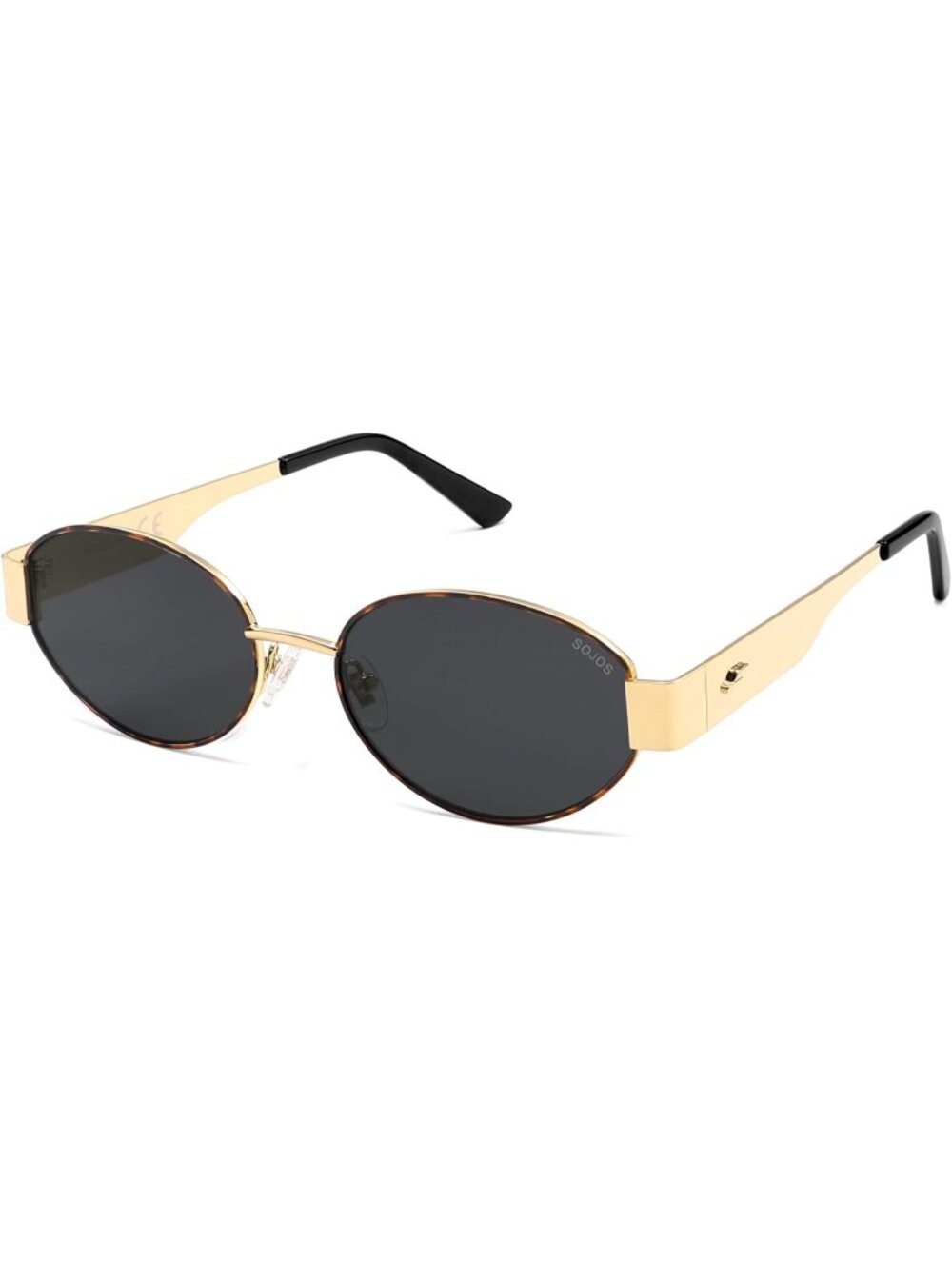 Women's Tortoise gold Grey Retro Oval Trendy Shades UV400 Protection Sunglasses